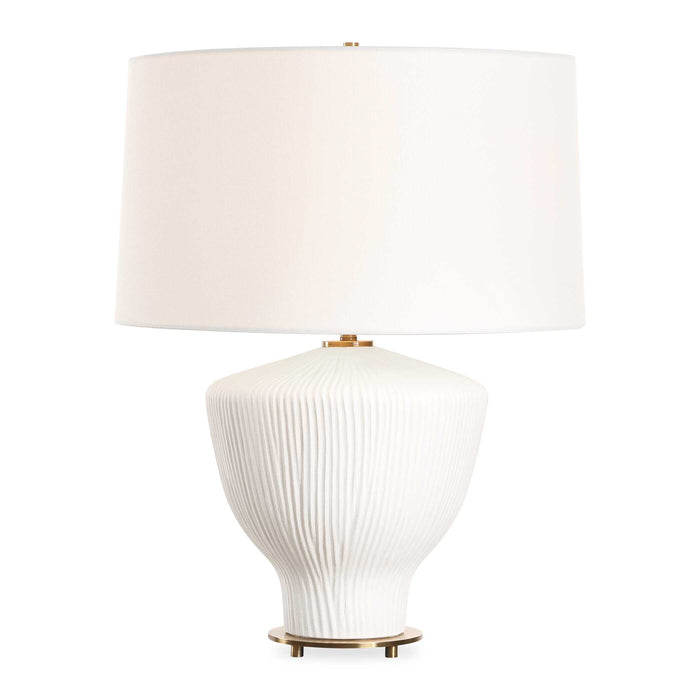 Maisie One Light Table Lamp Satin White Accented With Brass Plated-Lamps-Uttermost-Lighting Design Store
