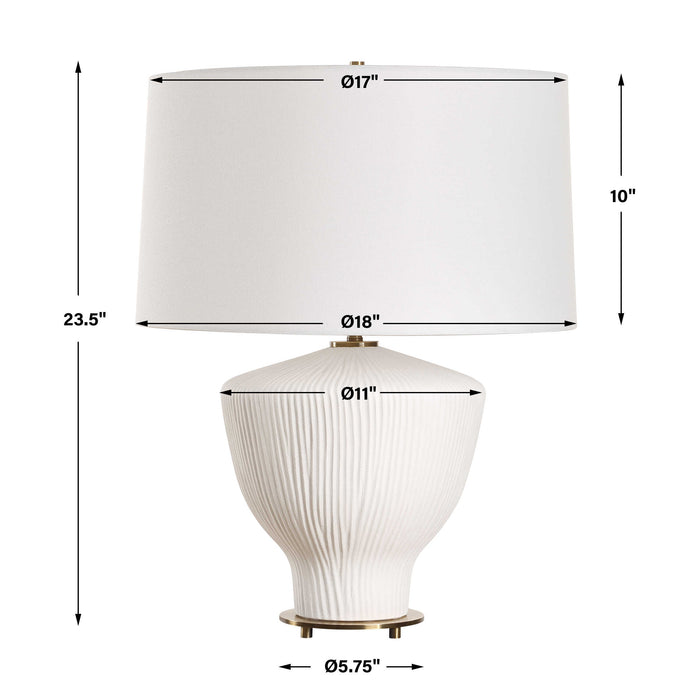 Maisie One Light Table Lamp Satin White Accented With Brass Plated-Lamps-Uttermost-Lighting Design Store