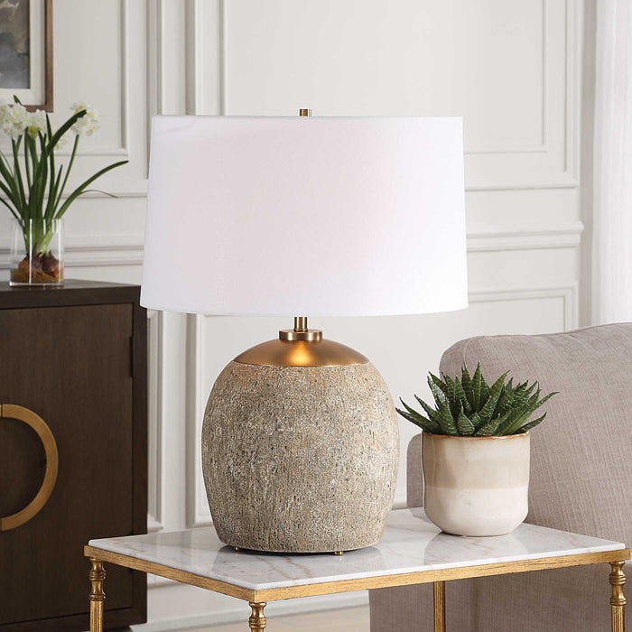 Raylan One Light Table Lamp Antique Brass-Lamps-Uttermost-Lighting Design Store