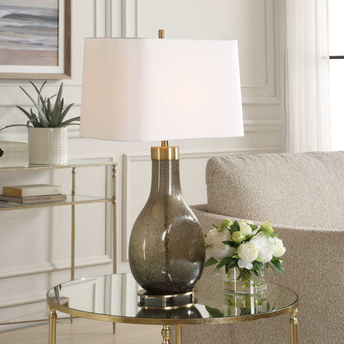 Shyla One Light Table Lamp Brushed Brass-Lamps-Uttermost-Lighting Design Store