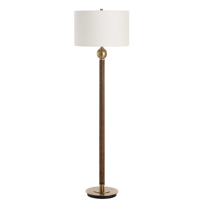Keros One Light Floor Lamp Dark Oak Wood-Lamps-Uttermost-Lighting Design Store