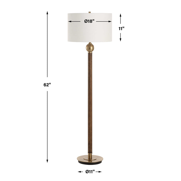 Keros One Light Floor Lamp Dark Oak Wood-Lamps-Uttermost-Lighting Design Store