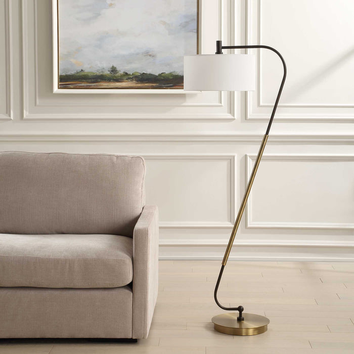 Irwin One Light Floor Lamp Antique Brass-Lamps-Uttermost-Lighting Design Store