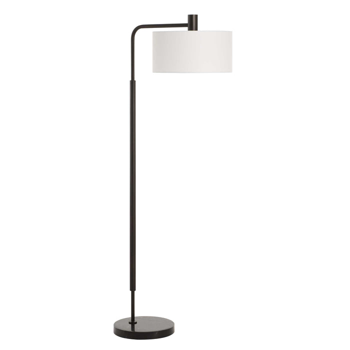 Richie One Light Floor Lamp Satin Black-Lamps-Uttermost-Lighting Design Store