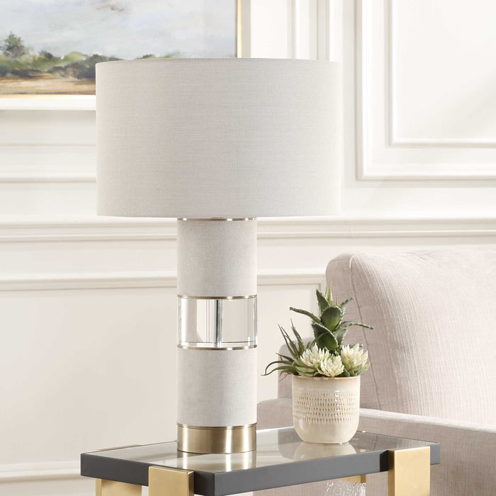 Maliyah One Light Table Lamp Light Beige Linen Wrapped-Lamps-Uttermost-Lighting Design Store