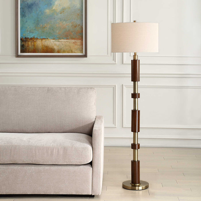 Stacked One Light Floor Lamp Brass-Lamps-Uttermost-Lighting Design Store