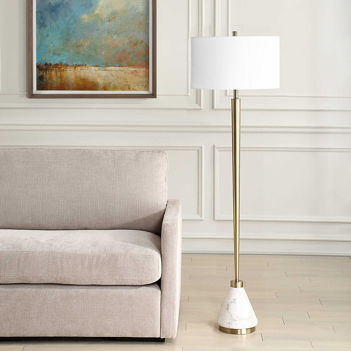 Curran One Light Floor Lamp Brass-Lamps-Uttermost-Lighting Design Store
