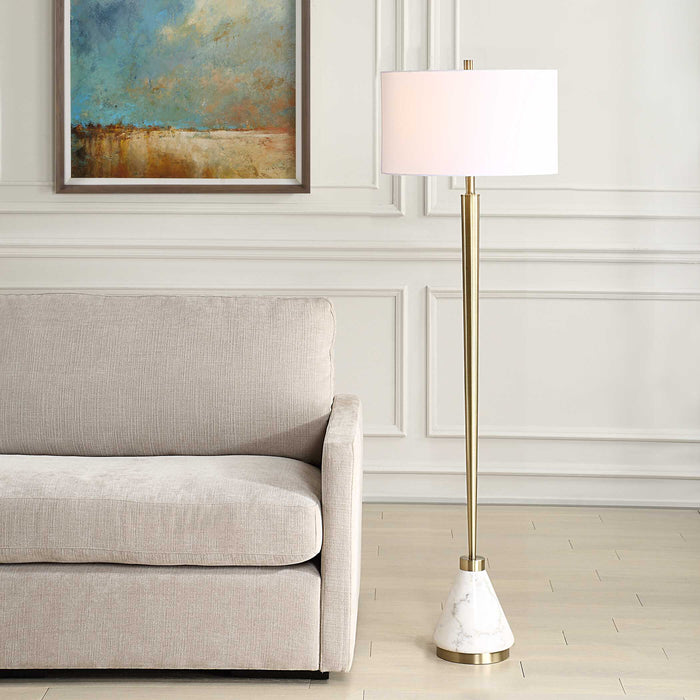 Curran One Light Floor Lamp Brass-Lamps-Uttermost-Lighting Design Store