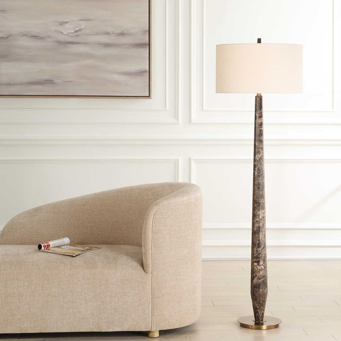 Tyree One Light Floor Lamp Brass Plated-Lamps-Uttermost-Lighting Design Store