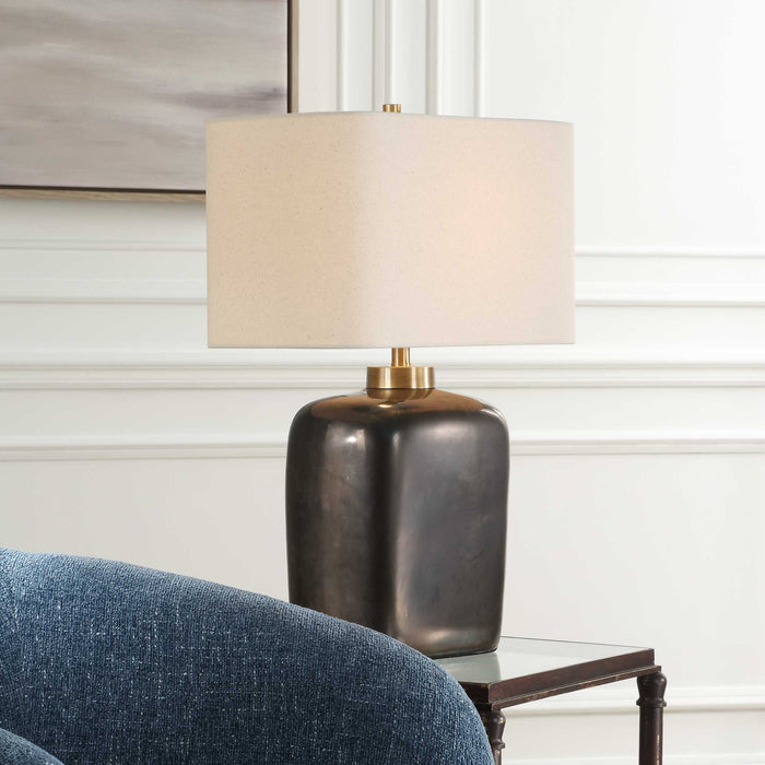 Quentin One Light Table Lamp Brass Plated-Lamps-Uttermost-Lighting Design Store