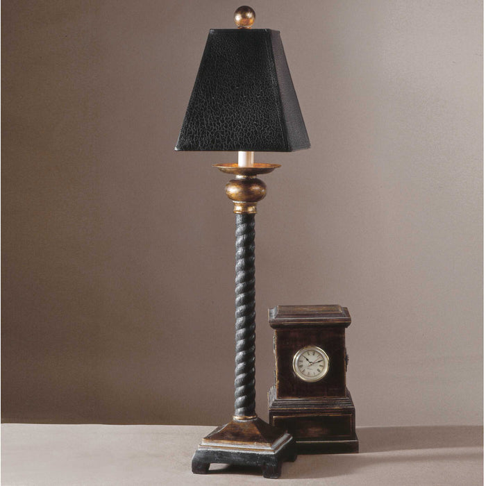 Bellcord One Light Buffet Lamp Matte Black, Antique Gray And Bronze-Lamps-Uttermost-Lighting Design Store