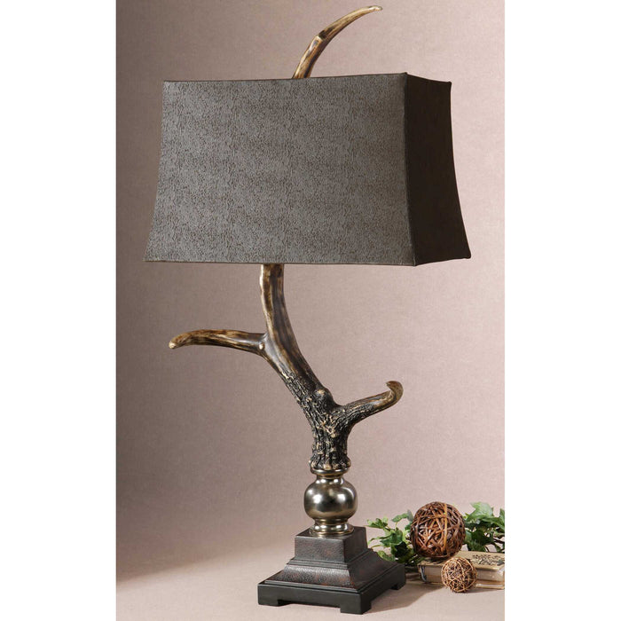 Stag Horn One Light Table Lamp Aluminum-Lamps-Uttermost-Lighting Design Store