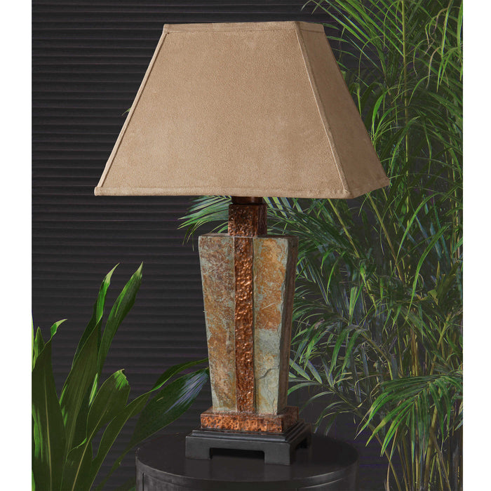 Slate One Light Table Lamp Slate w/Hammered Copper-Exterior-Uttermost-Lighting Design Store