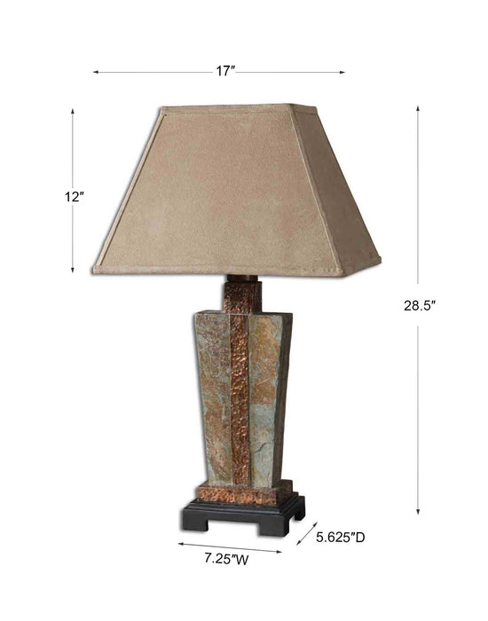 Slate One Light Table Lamp Slate w/Hammered Copper-Exterior-Uttermost-Lighting Design Store
