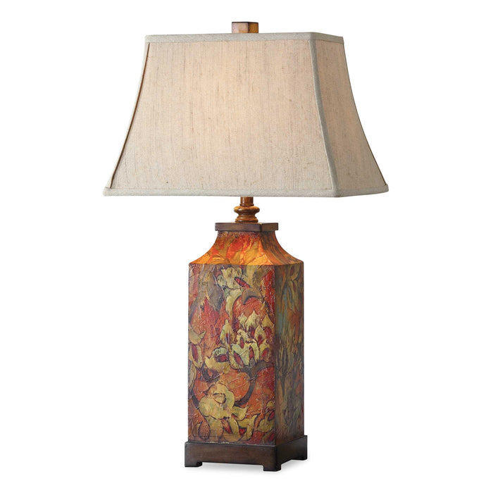 Colorful Flowers One Light Table Lamp Burnished Walnuted-Lamps-Uttermost-Lighting Design Store