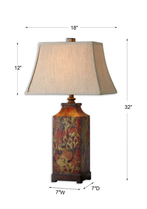 Colorful Flowers One Light Table Lamp Burnished Walnuted-Lamps-Uttermost-Lighting Design Store
