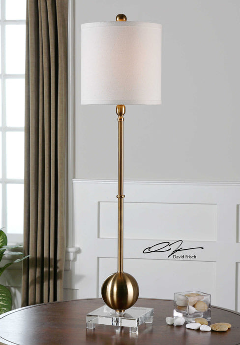 Laton One Light Buffet Lamp Brushed Brass-Lamps-Uttermost-Lighting Design Store