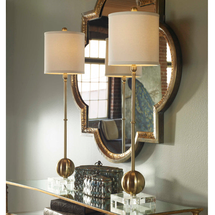 Laton One Light Buffet Lamp Brushed Brass-Lamps-Uttermost-Lighting Design Store
