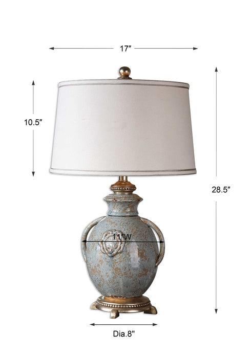 Cancello One Light Table Lamp Light Blue, Rust, Tan and Silver Leaf-Lamps-Uttermost-Lighting Design Store