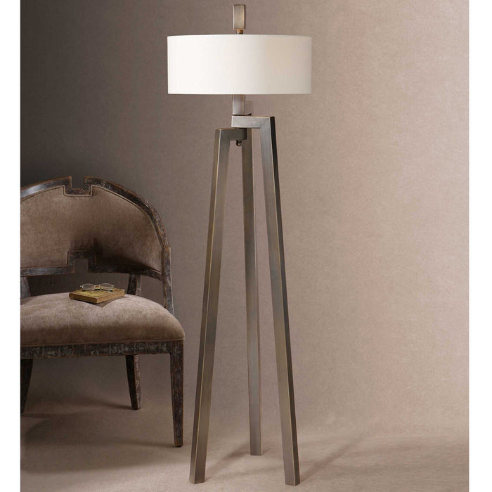 Mondovi Two Light Floor Lamp Antiqued Brushed Bronze w/Gold Undertones-Lamps-Uttermost-Lighting Design Store