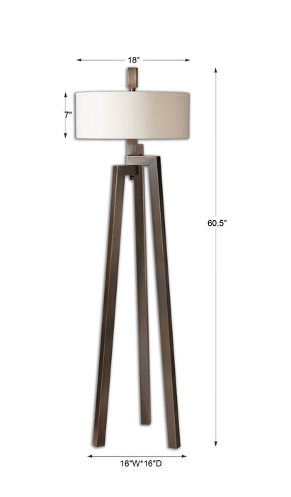Mondovi Two Light Floor Lamp Antiqued Brushed Bronze w/Gold Undertones-Lamps-Uttermost-Lighting Design Store