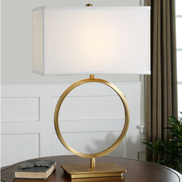Duara One Light Table Lamp Brushed Brass-Lamps-Uttermost-Lighting Design Store