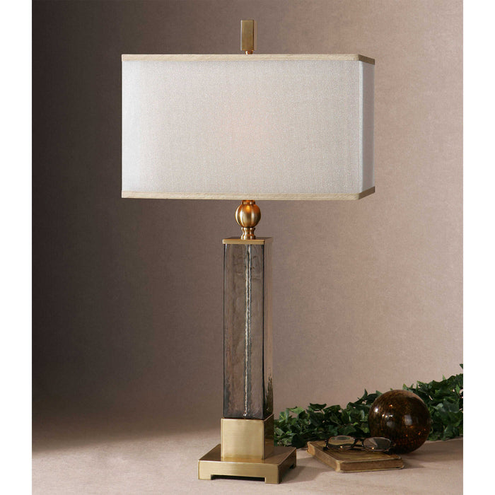 Caecilia One Light Table Lamp Brushed Brass-Lamps-Uttermost-Lighting Design Store