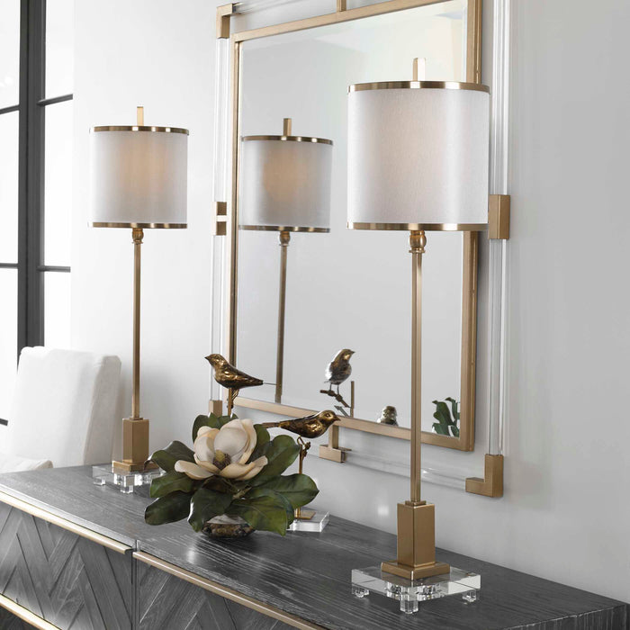 Villena One Light Buffet Lamp Brushed Brass-Lamps-Uttermost-Lighting Design Store
