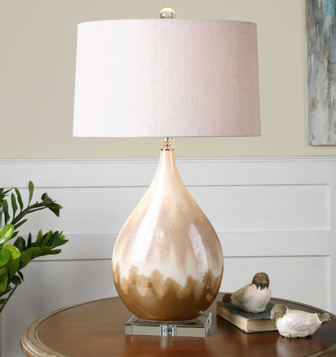 Flavian One Light Table Lamp Rust Beige-Lamps-Uttermost-Lighting Design Store