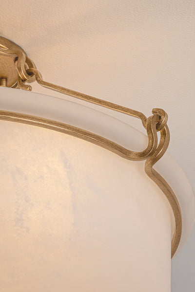 Lowerre Three Light Semi Flush Mount Patina Gold Leaf-Semi-Flush Mts.-Hudson Valley-Lighting Design Store