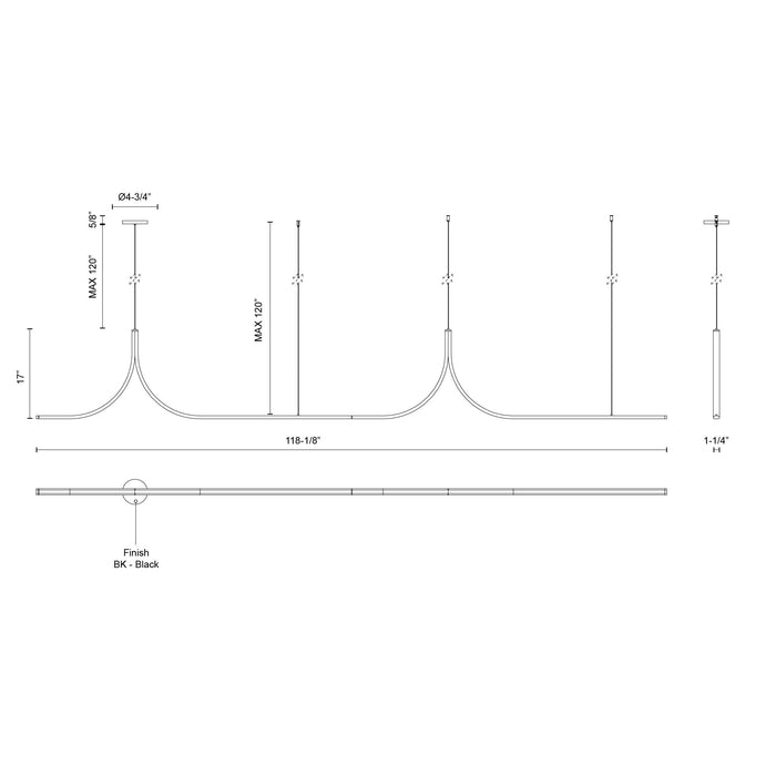 Thread LED Linear Pendant Black-Linear/Island-Kuzco Lighting-Lighting Design Store