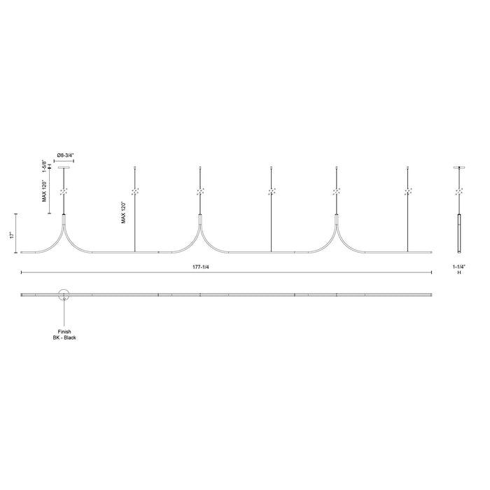 Thread LED Linear Pendant Black-Linear/Island-Kuzco Lighting-Lighting Design Store