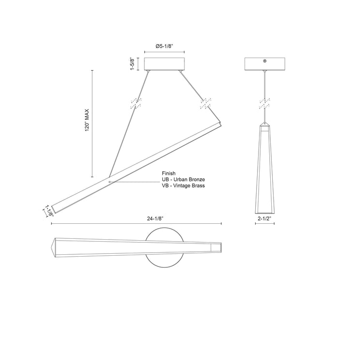 Lex LED Linear Pendant Vintage Brass-Linear/Island-Kuzco Lighting-Lighting Design Store