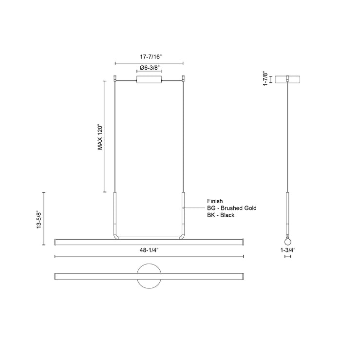 Vesper LED Linear Pendant Black-Linear/Island-Kuzco Lighting-Lighting Design Store
