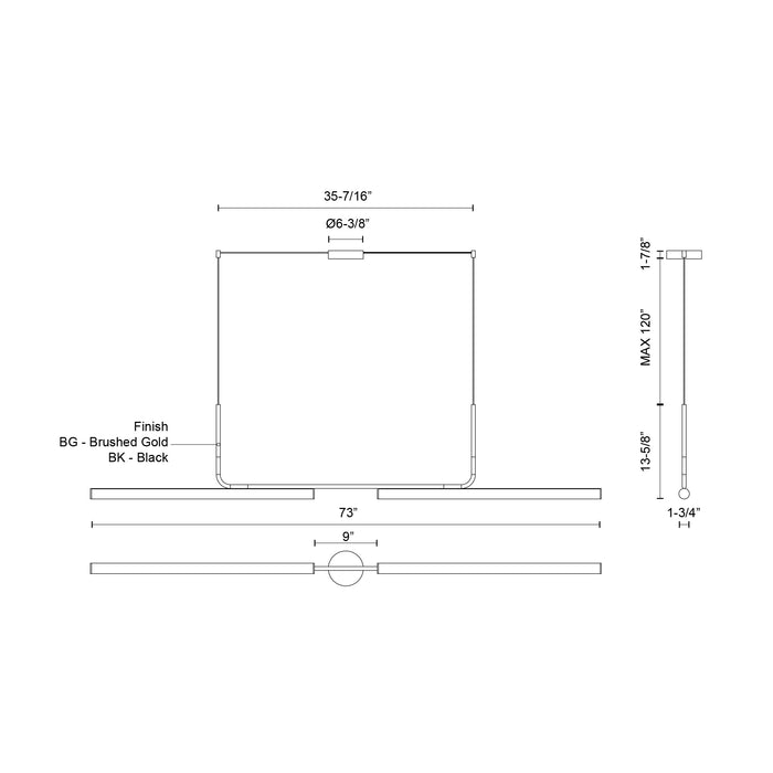 Vesper LED Linear Pendant Black-Linear/Island-Kuzco Lighting-Lighting Design Store