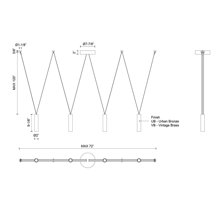 Mason LED Linear Pendant Urban Bronze-Linear/Island-Kuzco Lighting-Lighting Design Store