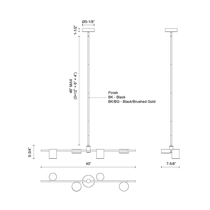 Jayden LED Linear Pendant Black-Linear/Island-Kuzco Lighting-Lighting Design Store