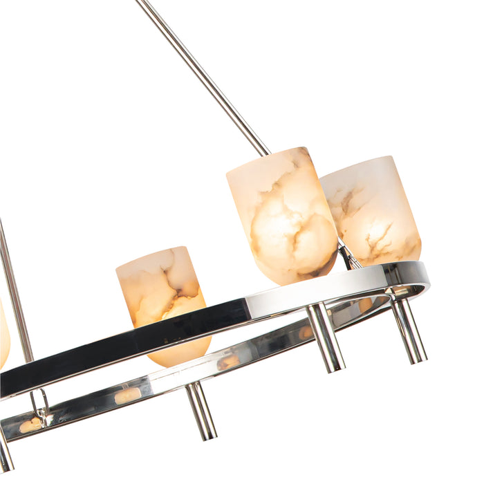 Lucian Six Light Chandelier Polished Nickel/Alabaster-Large Chandeliers-Alora-Lighting Design Store