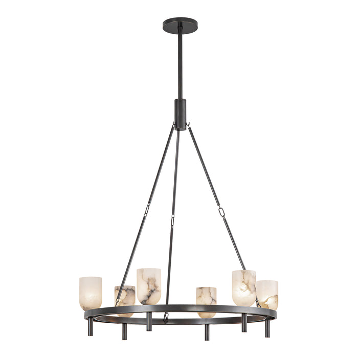 Lucian Six Light Chandelier Urban Bronze/Alabaster-Large Chandeliers-Alora-Lighting Design Store
