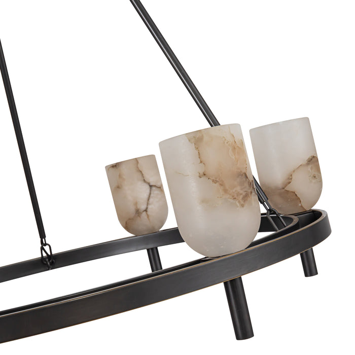 Lucian Six Light Chandelier Urban Bronze/Alabaster-Large Chandeliers-Alora-Lighting Design Store