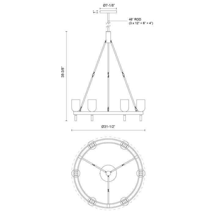 Lucian Six Light Chandelier Polished Nickel/Alabaster-Large Chandeliers-Alora-Lighting Design Store