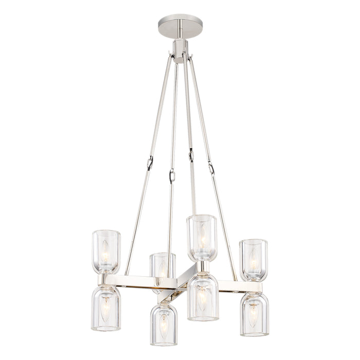 Lucian Eight Light Chandelier Clear Crystal/Polished Nickel-Mid. Chandeliers-Alora-Lighting Design Store