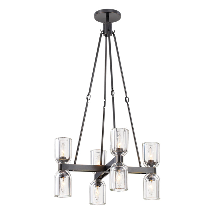 Lucian Eight Light Chandelier Clear Crystal/Urban Bronze-Mid. Chandeliers-Alora-Lighting Design Store
