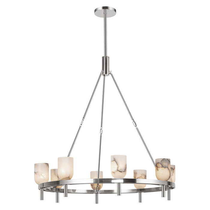 Lucian Eight Light Chandelier Polished Nickel/Alabaster-Large Chandeliers-Alora-Lighting Design Store