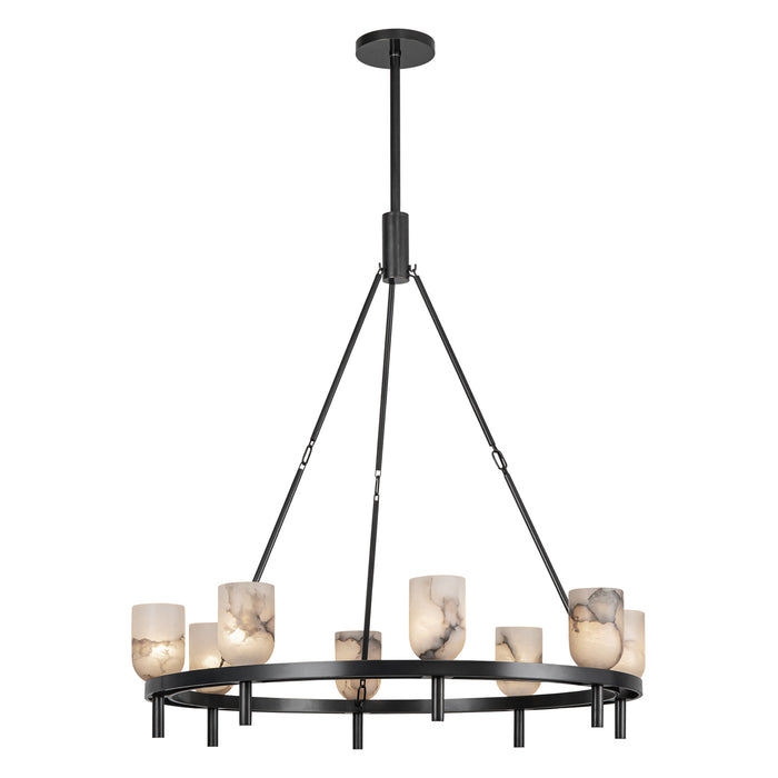Lucian Eight Light Chandelier Urban Bronze/Alabaster-Large Chandeliers-Alora-Lighting Design Store