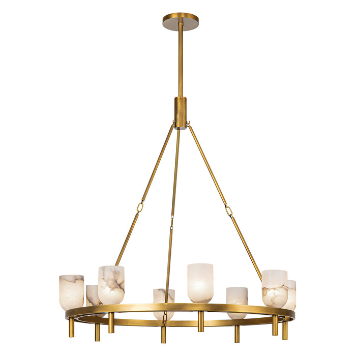 Lucian Eight Light Chandelier Vintage Brass/Alabaster-Large Chandeliers-Alora-Lighting Design Store