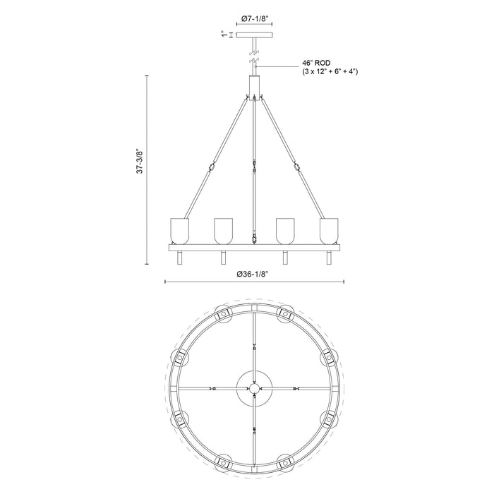 Lucian Eight Light Chandelier Polished Nickel/Alabaster-Large Chandeliers-Alora-Lighting Design Store