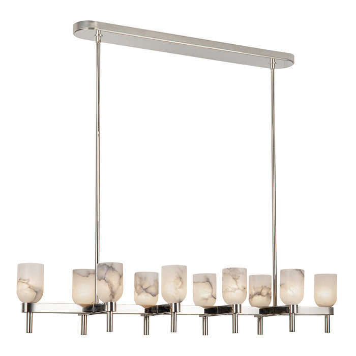 Lucian Ten Light Linear Pendant Polished Nickel/Alabaster-Linear/Island-Alora-Lighting Design Store