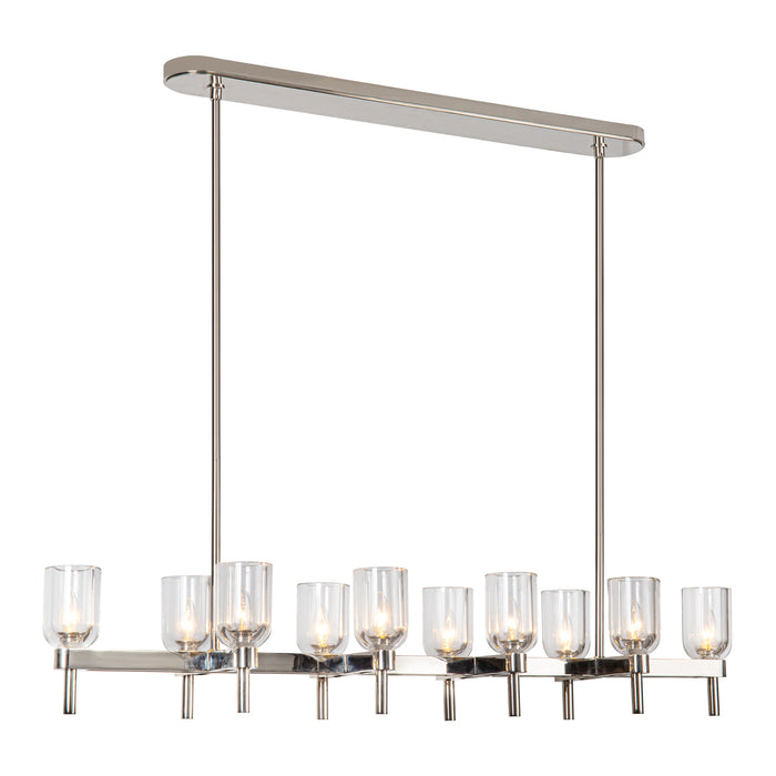 Lucian Ten Light Linear Pendant Clear Crystal/Polished Nickel-Linear/Island-Alora-Lighting Design Store
