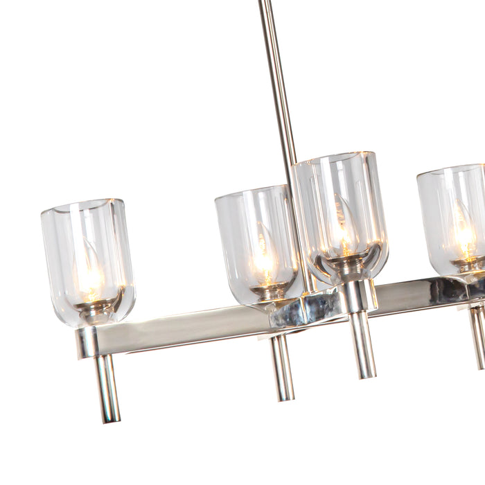Lucian Ten Light Linear Pendant Clear Crystal/Polished Nickel-Linear/Island-Alora-Lighting Design Store